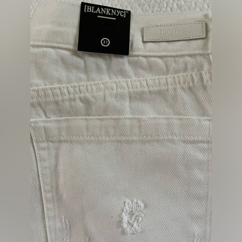[BLANKNYC] Premium Distressed Antique White Denim Shorts Button Fly SZ 31 NWT - Picture 9 of 11